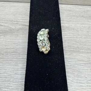 Elegant Gold Tone and Silver Tone Crystal Brooch